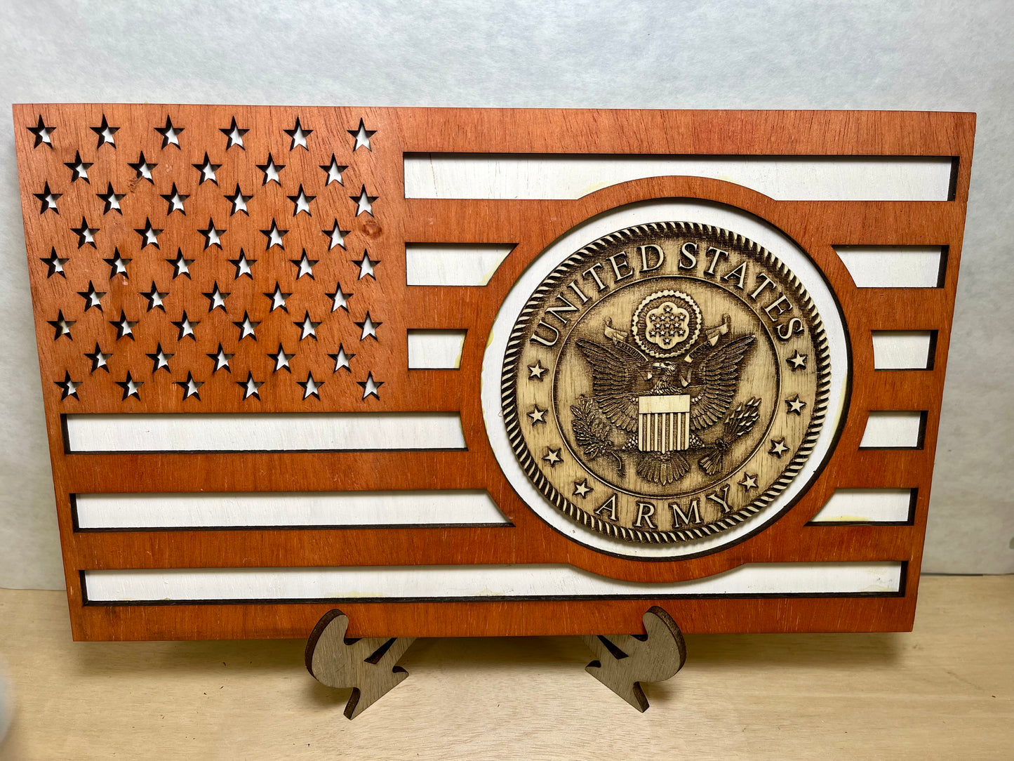Solid Wood Military Flag