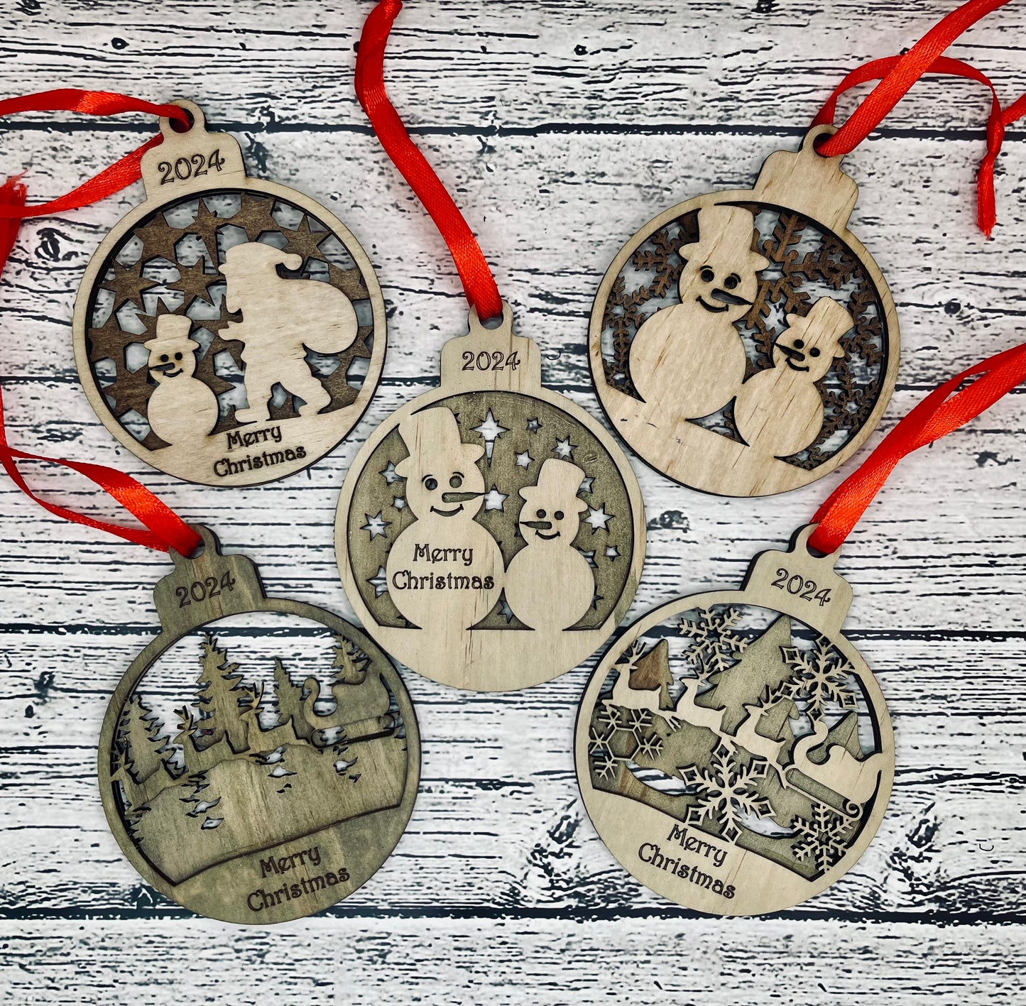 Wooden laser cut ornaments