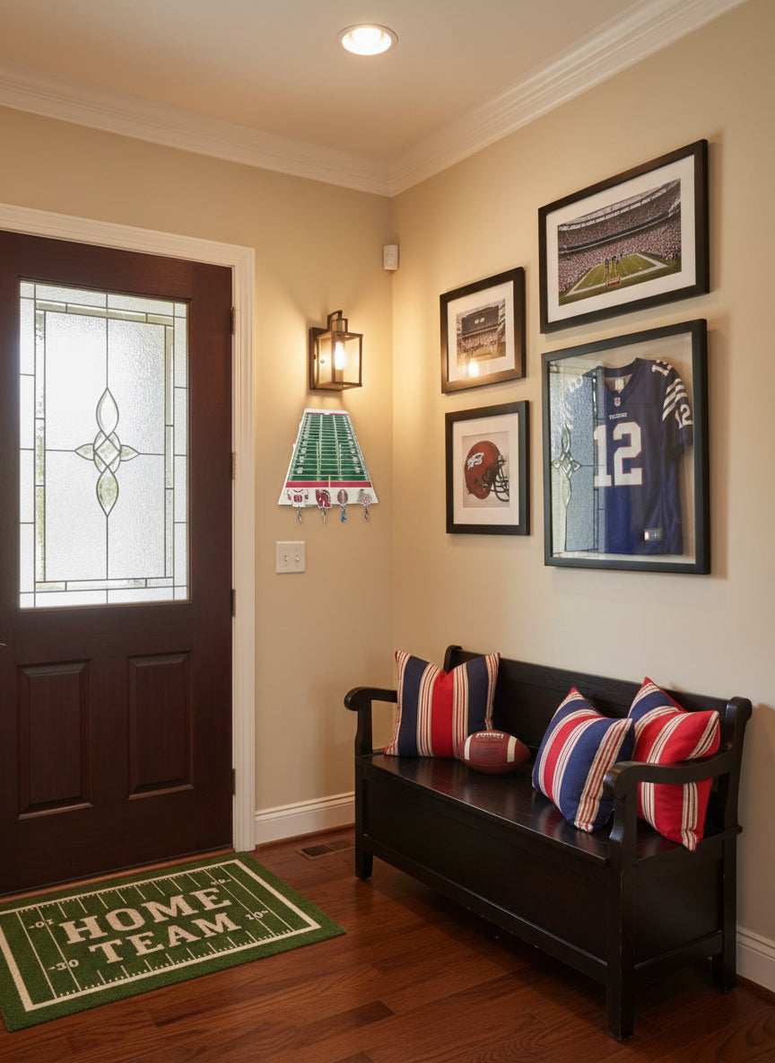 Football themed inset key holder with magnetic key chains