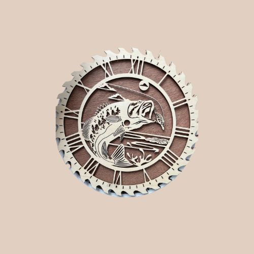 3D Wooden Bass Clock