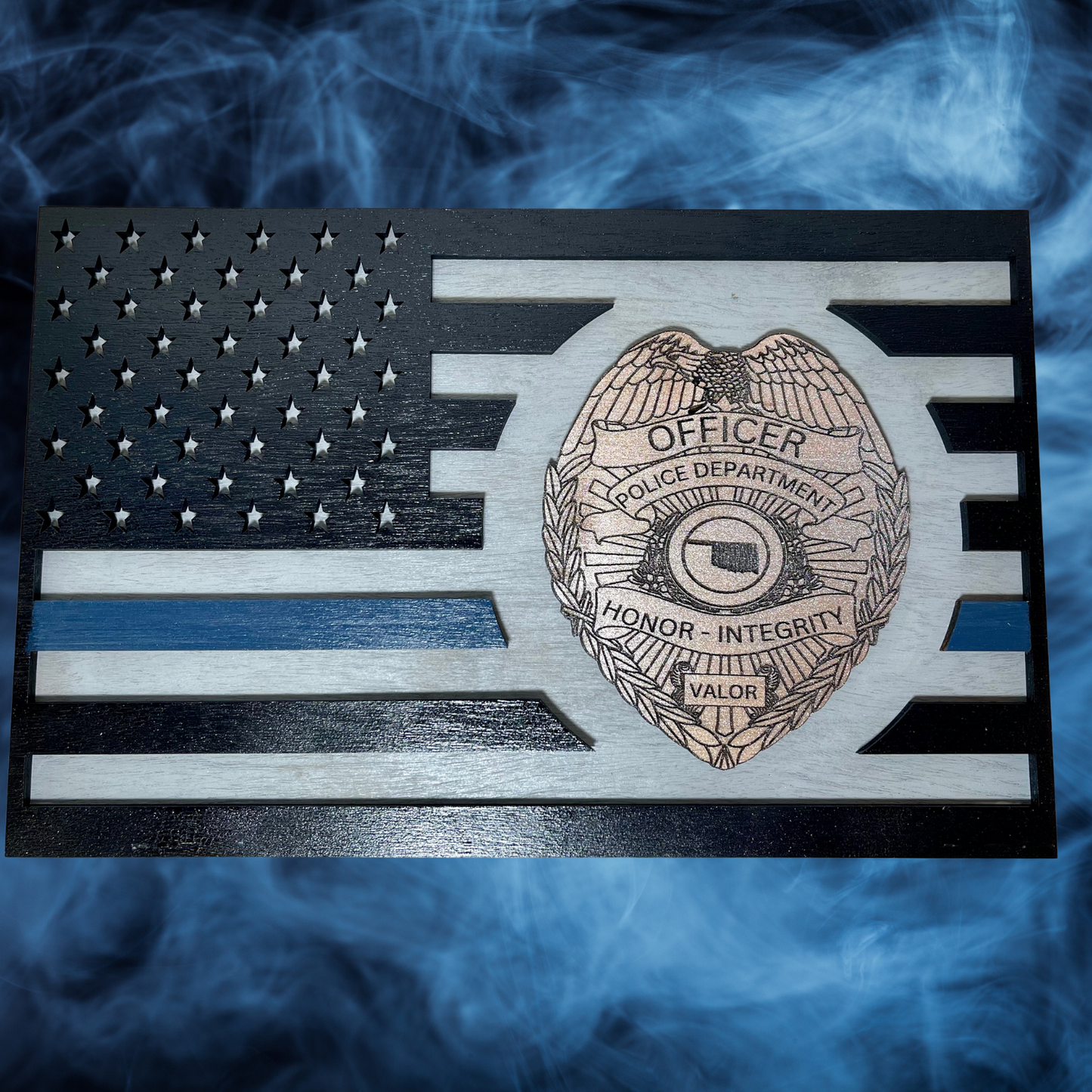 Solid Wood Military Flag