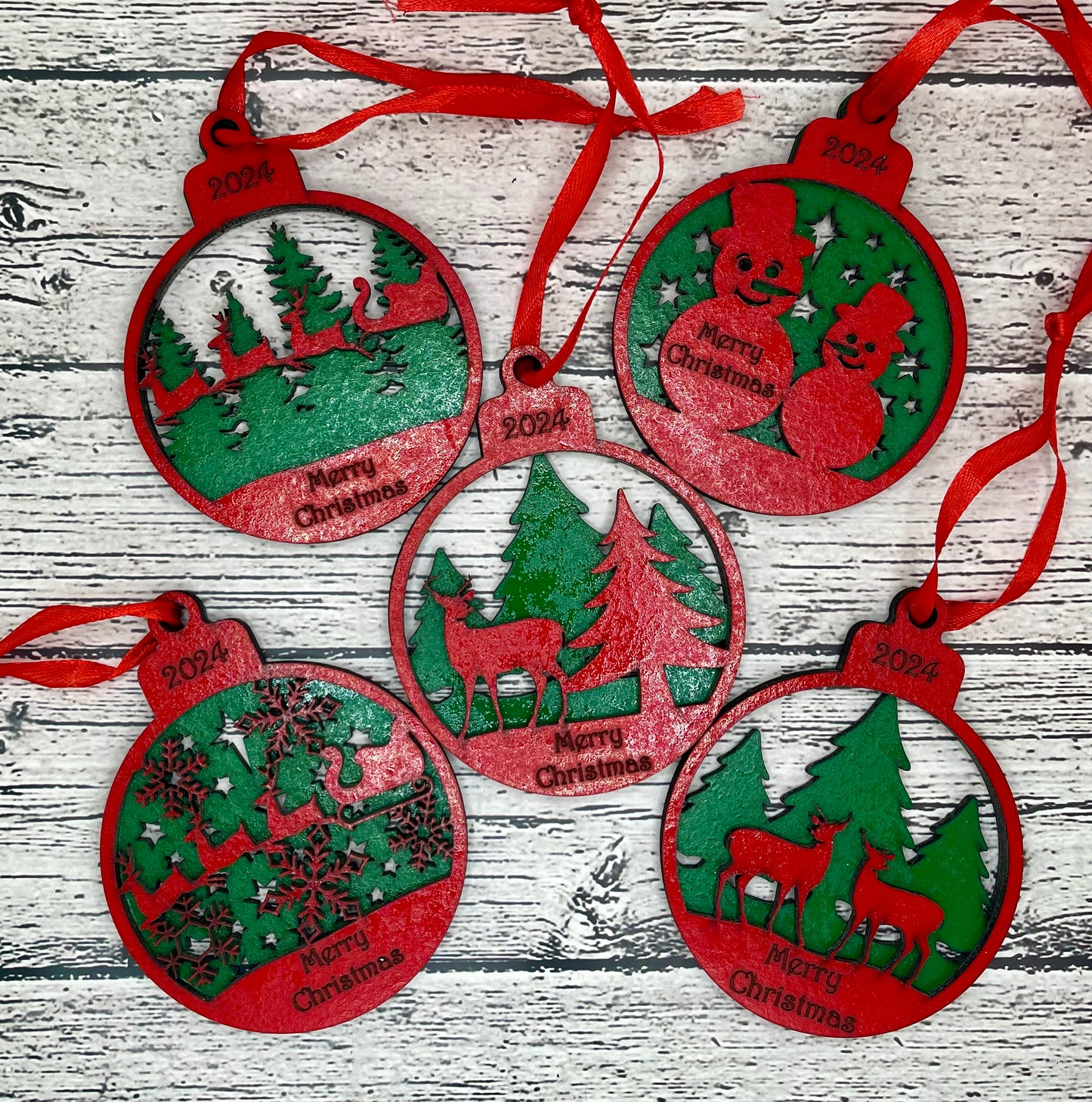 Wooden laser cut ornaments