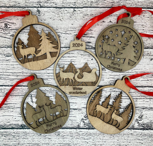 Wooden laser cut ornaments