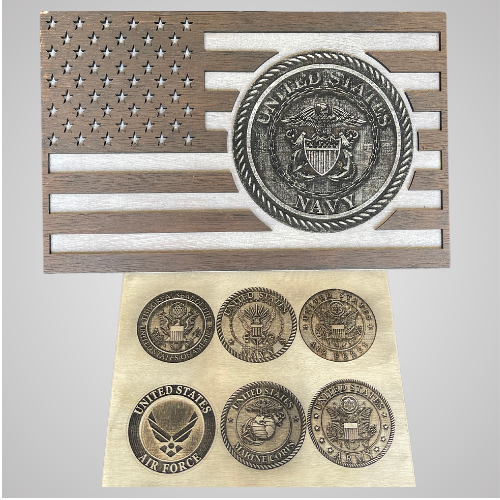Solid Wood Military Flag