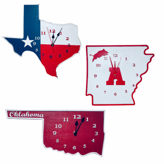 State Shaped Wall Clocks